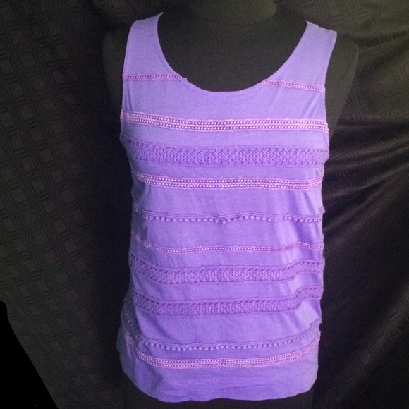 J. Crew Purple Lace Stripe Sleeveless Shell NWT - Picture 5 of 6