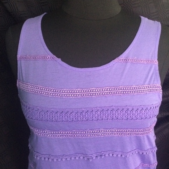 J. Crew Purple Lace Stripe Sleeveless Shell NWT - Picture 2 of 6