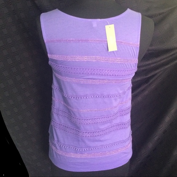 J. Crew Purple Lace Stripe Sleeveless Shell NWT - Picture 3 of 6