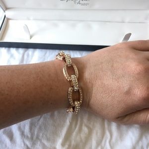 Rose Gold and Rhinestone chain link bracelet
