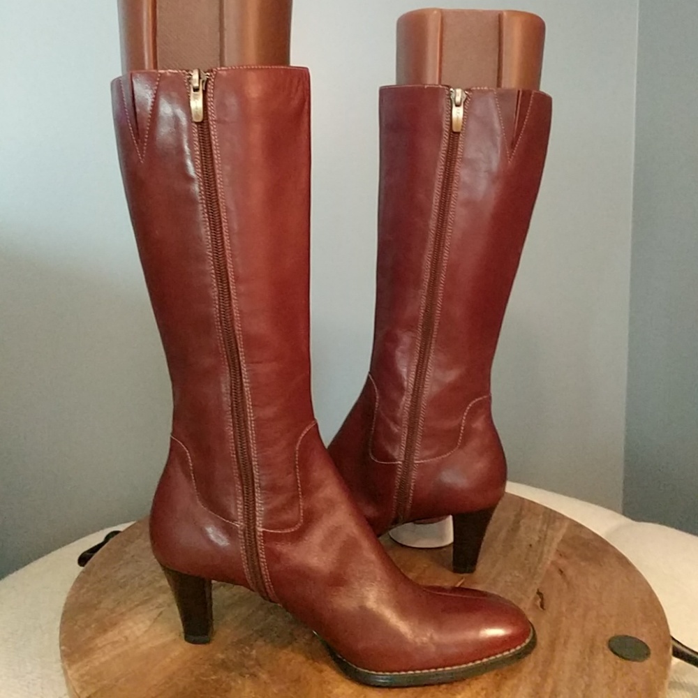 Anne Klein Brown Red Leather Boot Magadsden - Picture 4 of 7