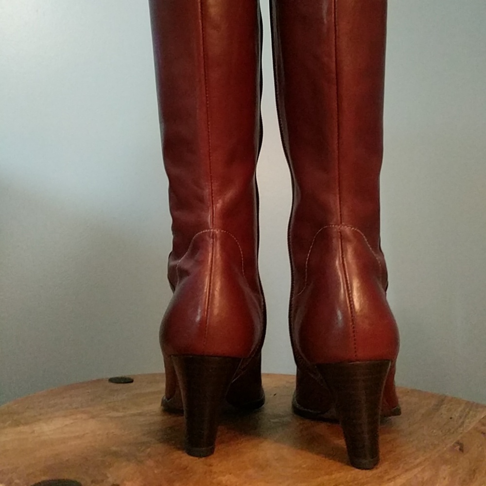 Anne Klein Brown Red Leather Boot Magadsden - Picture 6 of 7