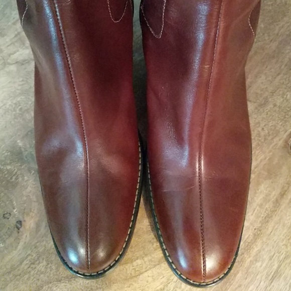 Anne Klein Brown Red Leather Boot Magadsden - Picture 2 of 7