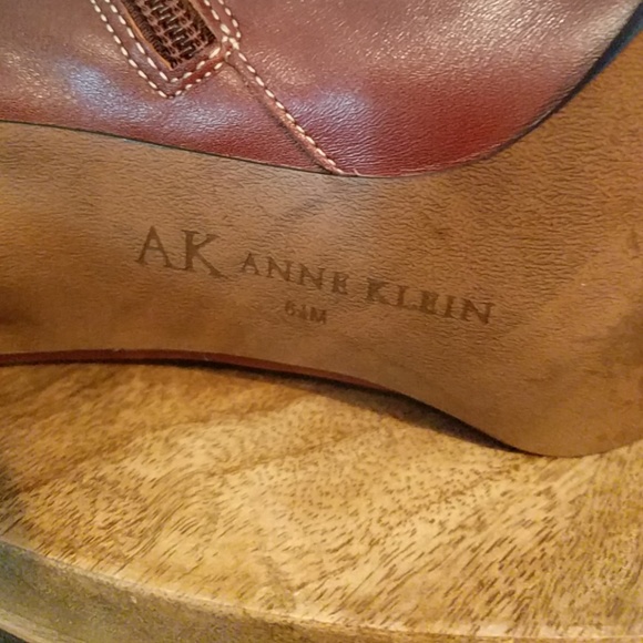 Anne Klein Brown Red Leather Boot Magadsden - Picture 5 of 7