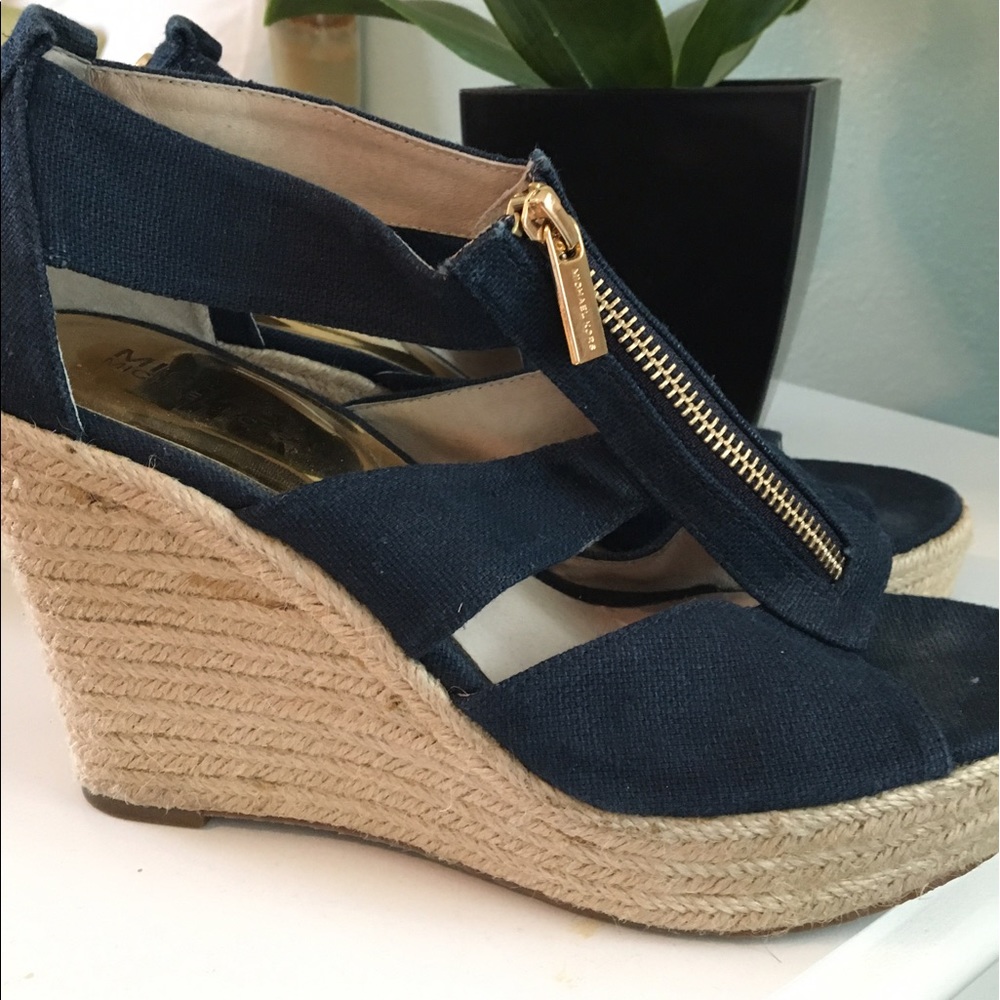 Michael Kors Navy Zip Wedges