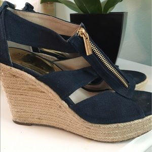 Michael Kors Navy Zip Wedges