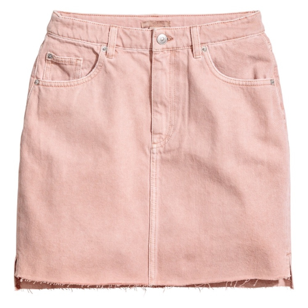 High waisted Pink denim jean skirt