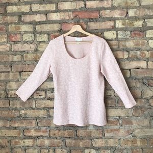 Ballerina pink floral quarter-sleeve top!