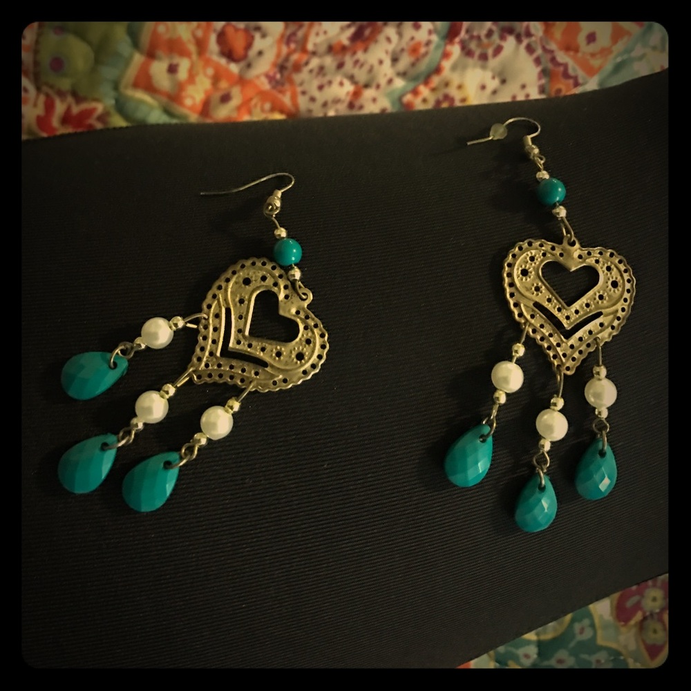 Gold turquoise earrings