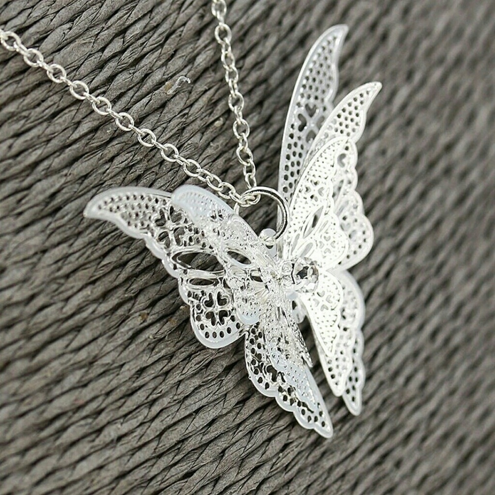 925 silver delicate butterfly necklace - Picture 2 of 2