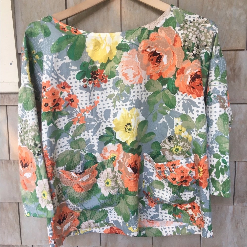 Anthropologie floral silk top