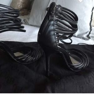 Herve Leger black strappy sandal