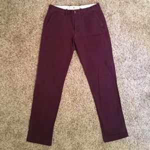 J-Crew burgundy straight slim chinos