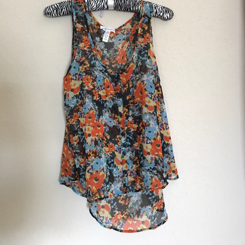 NWOT High-low Sheer Floral Top