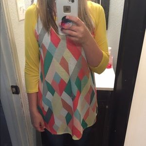 🔥SALE🔥 Yellow 3/4 sleeve color block top