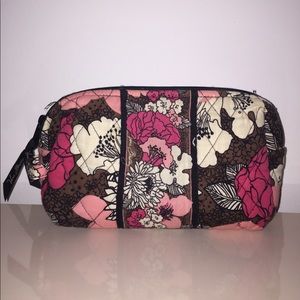 Vera Bradley Medium Zip Cosmetic Mocha Rouge