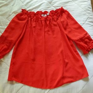 Off-the-shoulder Chiffon Peasant Top