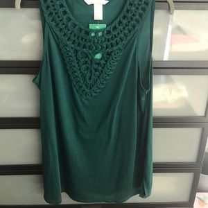 H&M Green Tank Blouse detailed