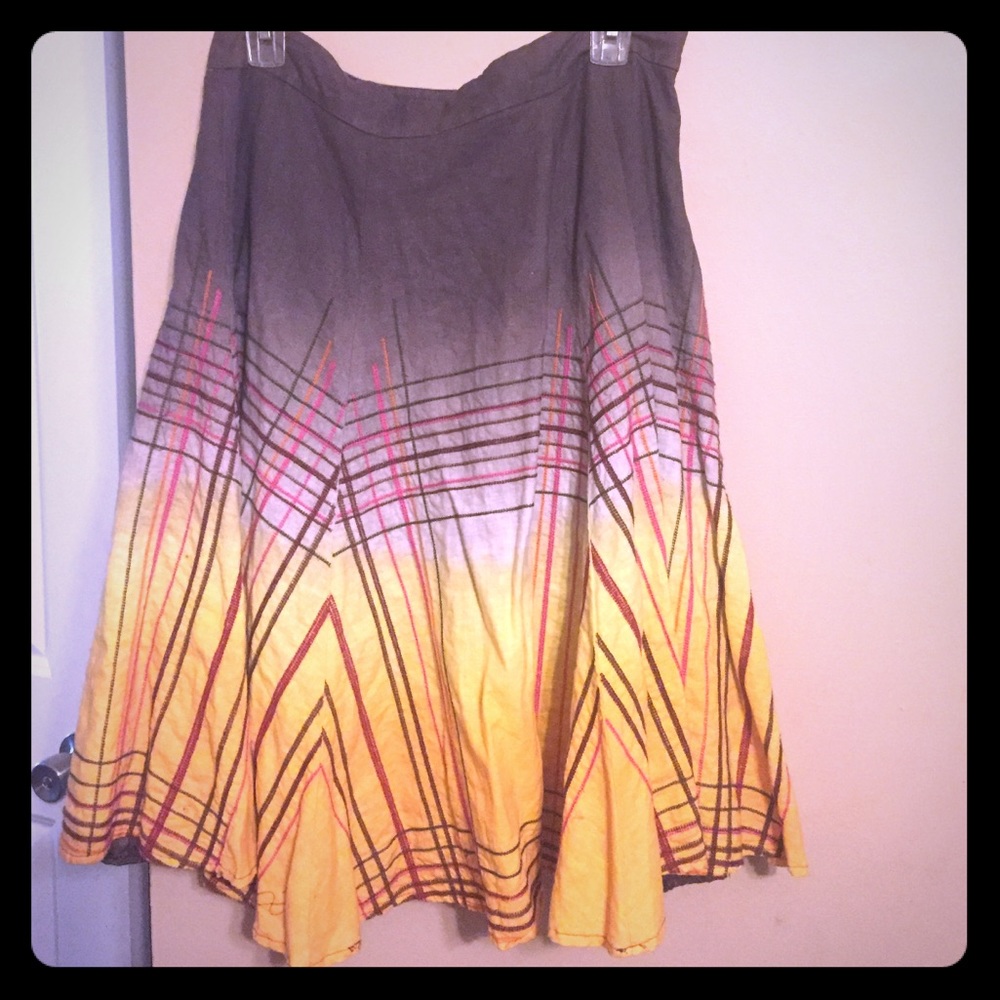 Brown and yellow a-line skirt
