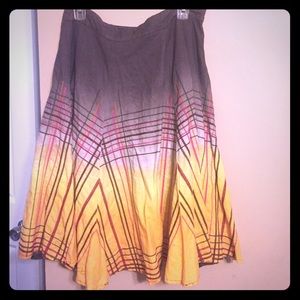 Brown and yellow a-line skirt