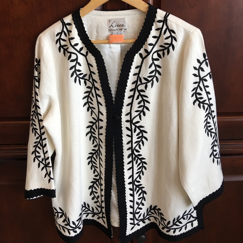 Embroidered linen jacket