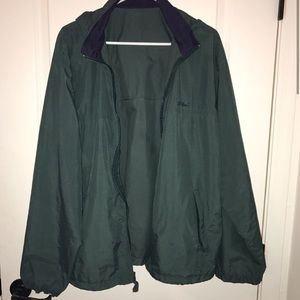 Oversized Green Windbreaker With Navy Collar
