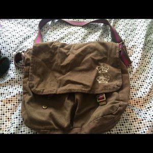 Brown and Pink Messenger Laptop Bag