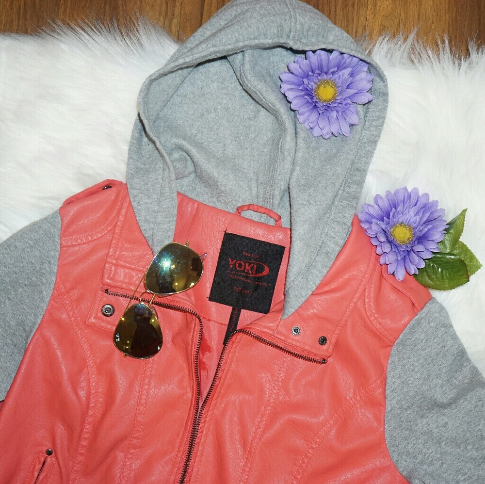 Pink faux leather jacket