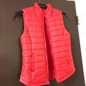 Red puffer vest