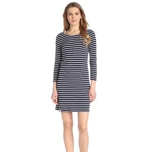 Stripe Shift Dress (Navy Blue + White)