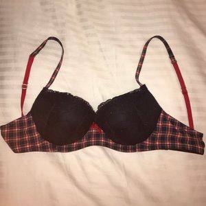 Hollister Navy lace and Plaid bra