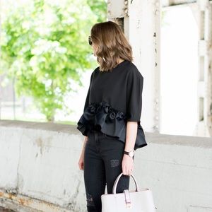 Ruffled boxy trendy top
