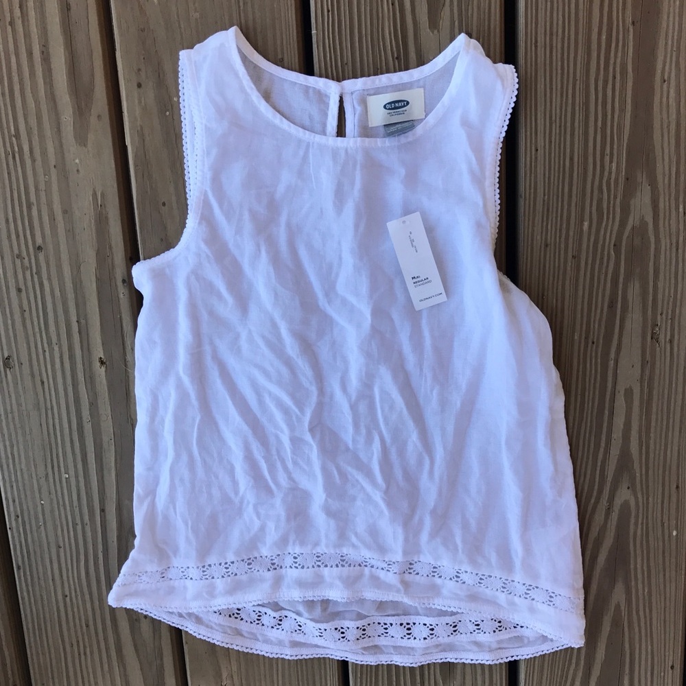 White Sleeveless top with crochet trim
