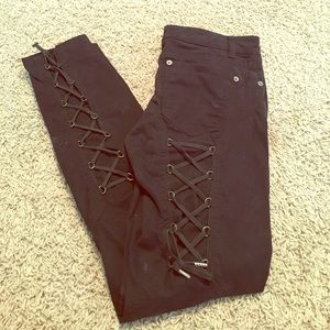 Alexander McQueen Black Lace Up Pants