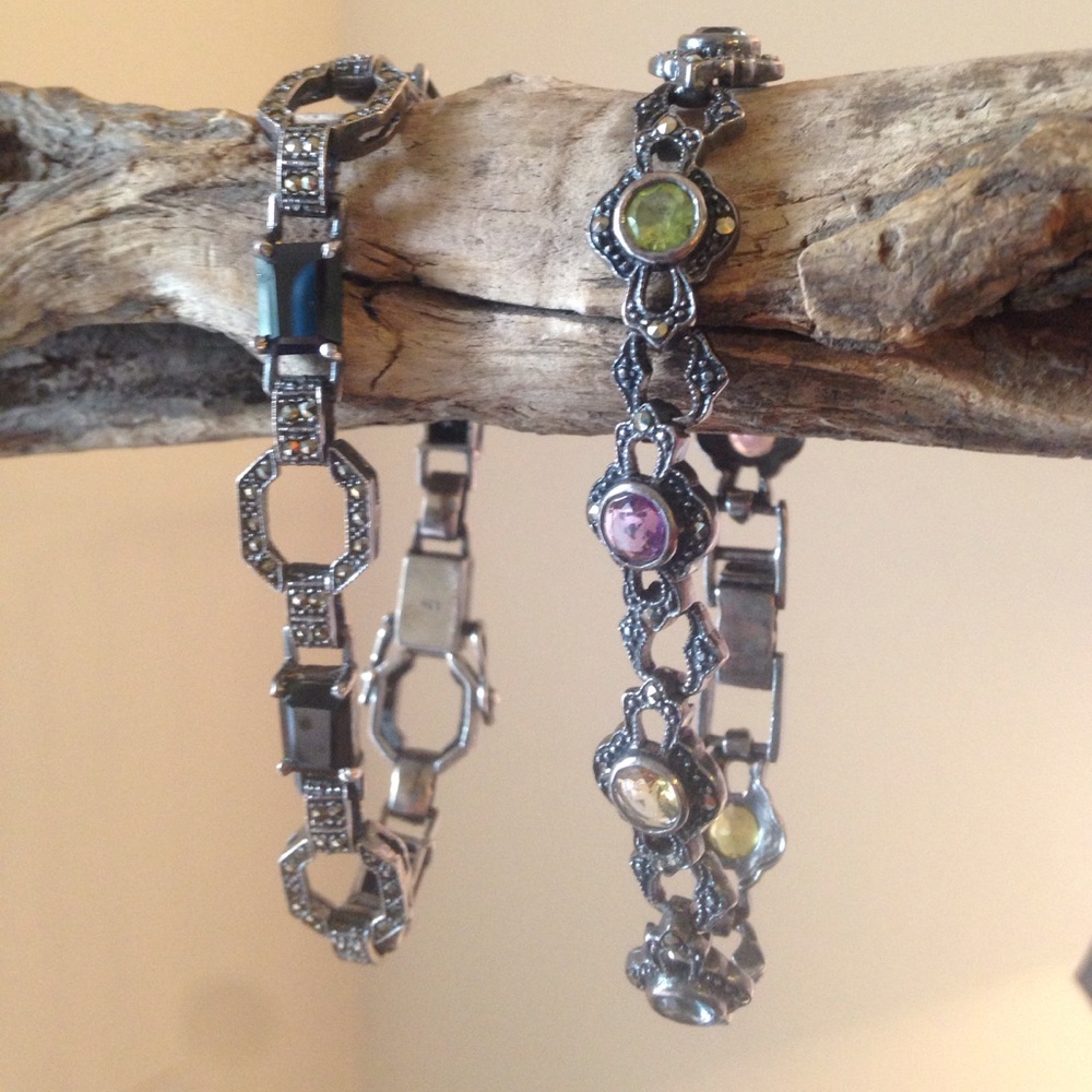 Two Marcasite Sterling Silver Bracelets
