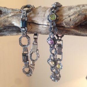 Two Marcasite Sterling Silver Bracelets