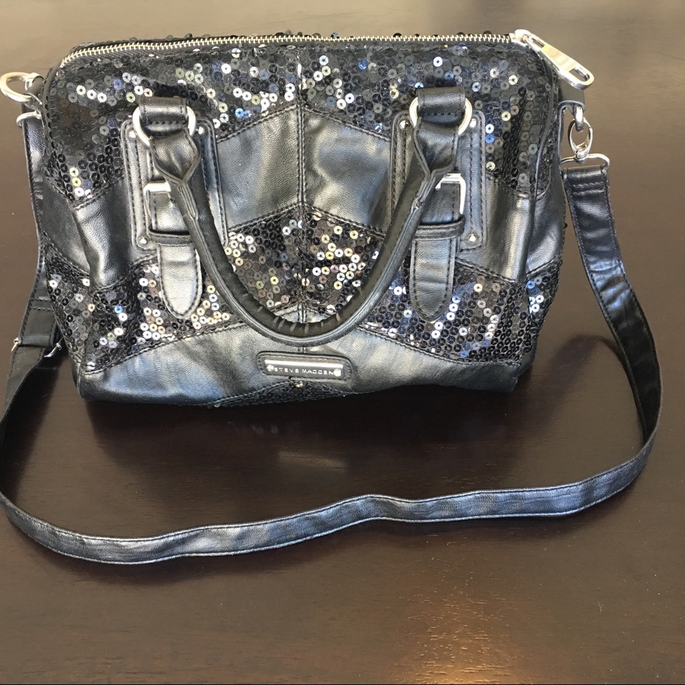 Lightly used Steve Madden black sequin purse