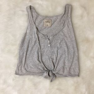 HOLLISTER LIGHT HEATHER GRAY KNOT CROPPED TANK