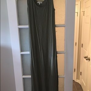 Olive green maxi dress w/ side slits