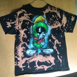 Black Marvin the Martian Bleached T-Shirt- Large