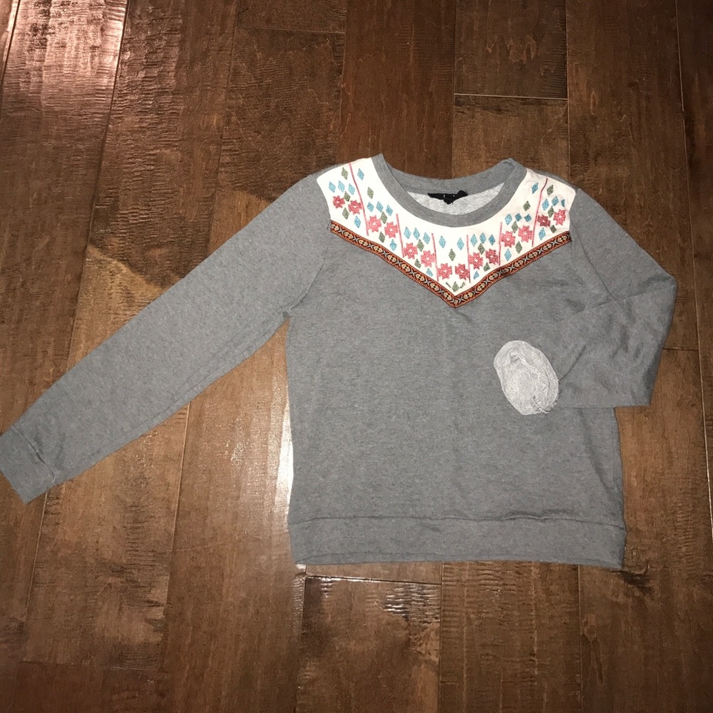 Grey embroidered crew sweatshirt