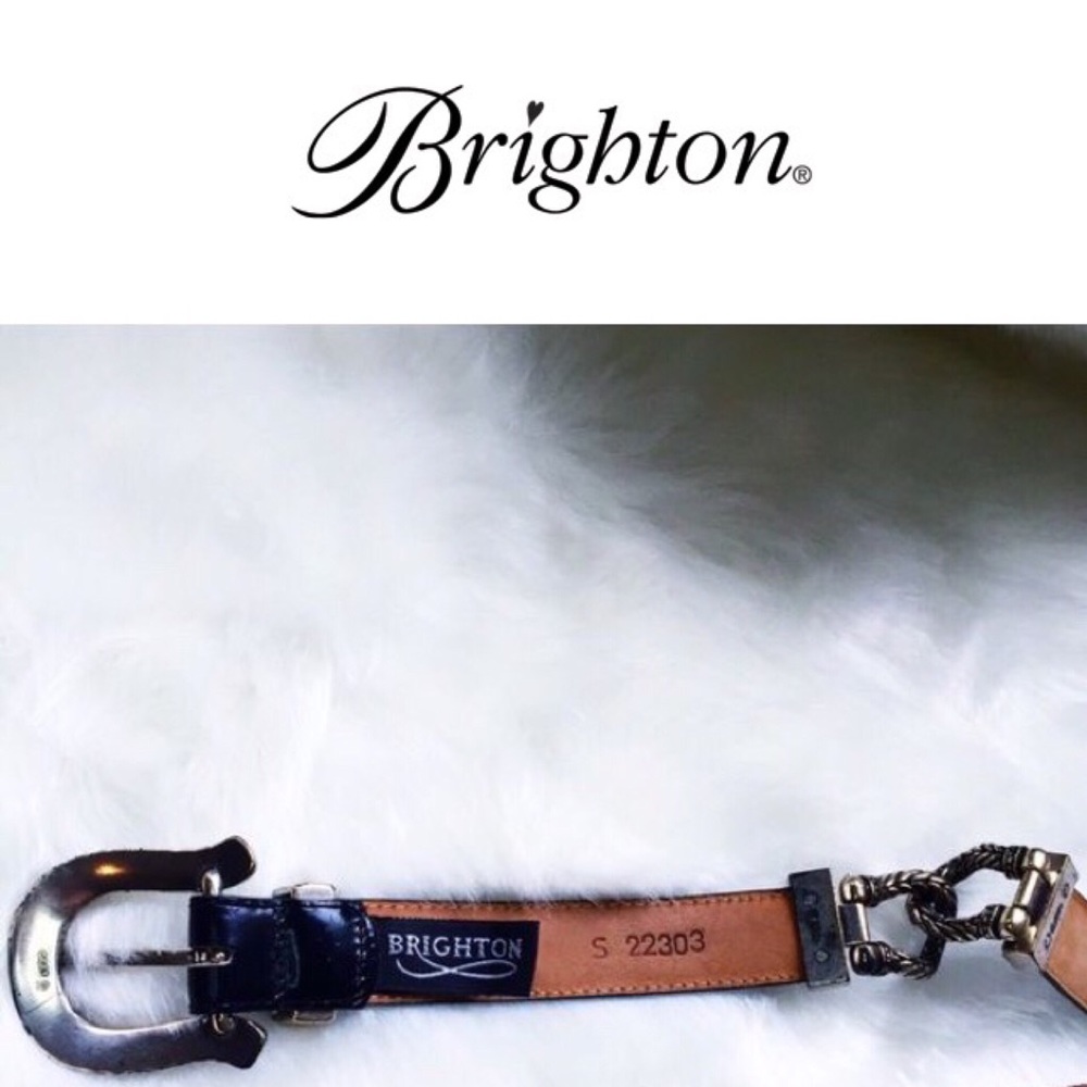 . {BRIGHTON} .925 Sterling Silver + Leather Belt S - Picture 7 of 8