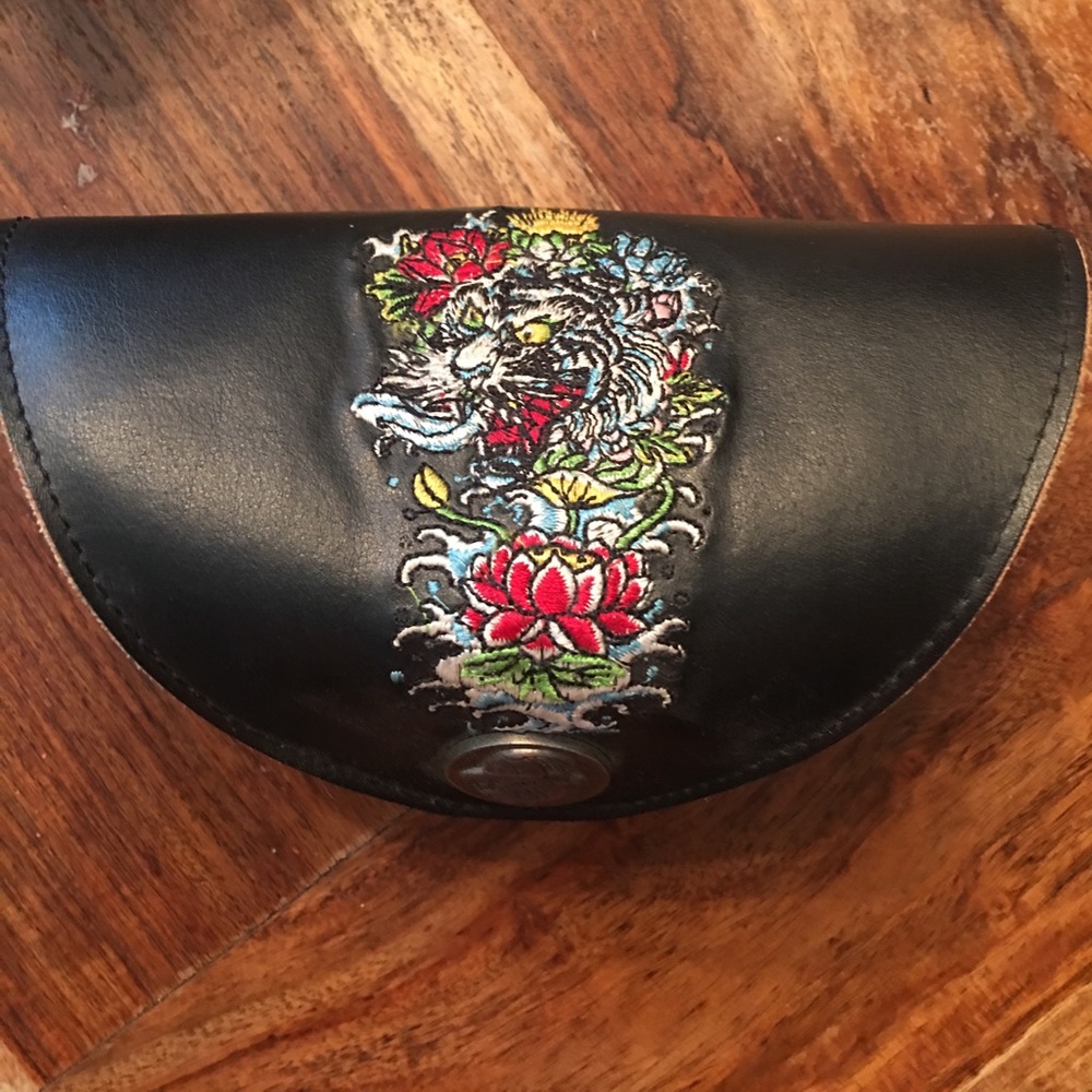 Ed hardy Swarovski encrusted sunglasses and case
