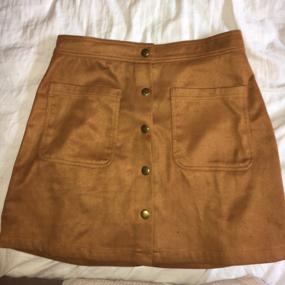 Suede Button Up Skirt