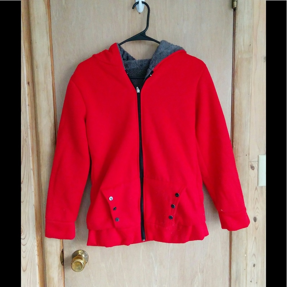 Red zip-up