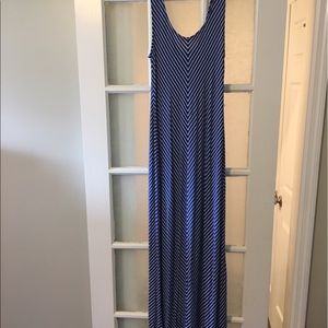 Blue and white stripes maxi dress