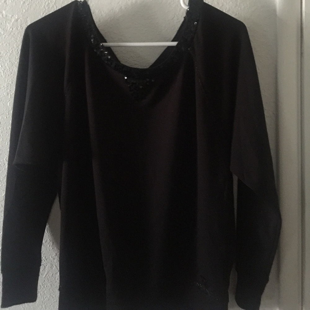 guess sequined long sleeve sweater