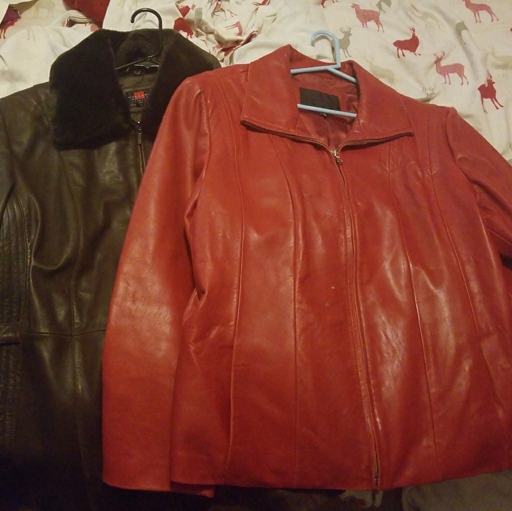 Leather jackets w real mink