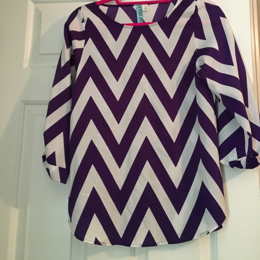 Chevron long sleeve purple and white shirt