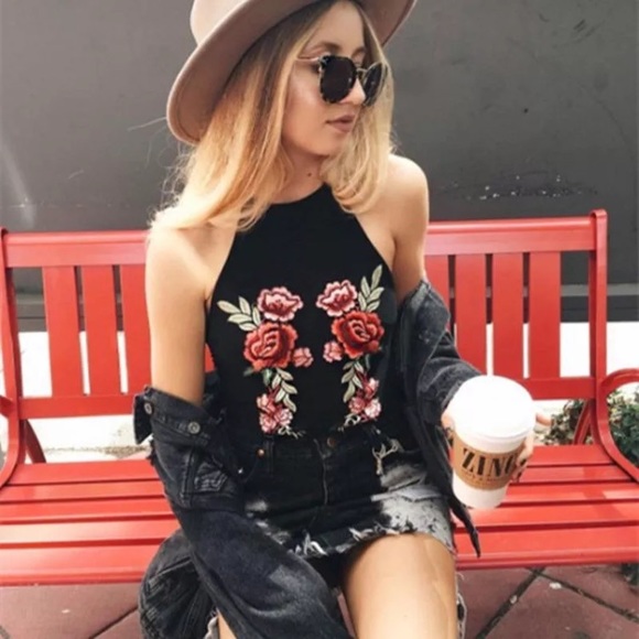 Final SALE! Avery Floral Embroidery Mesh Bodysuit - Picture 2 of 7